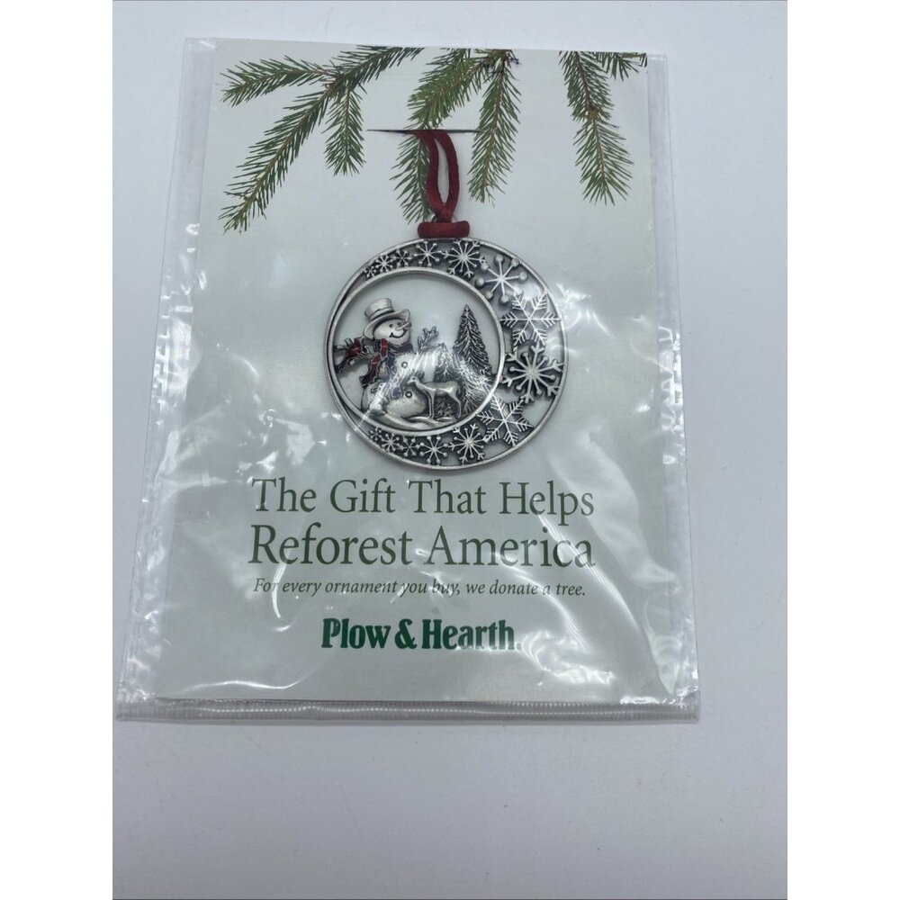 Plow & Hearth Pewter Christmas Ornament Snowman Cardinal Deer NEW